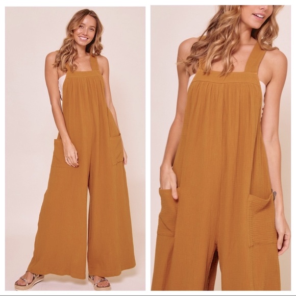 08 Boho Angela Solid Fabulous Wide Leg Jumpsuit - Picture 5 of 5